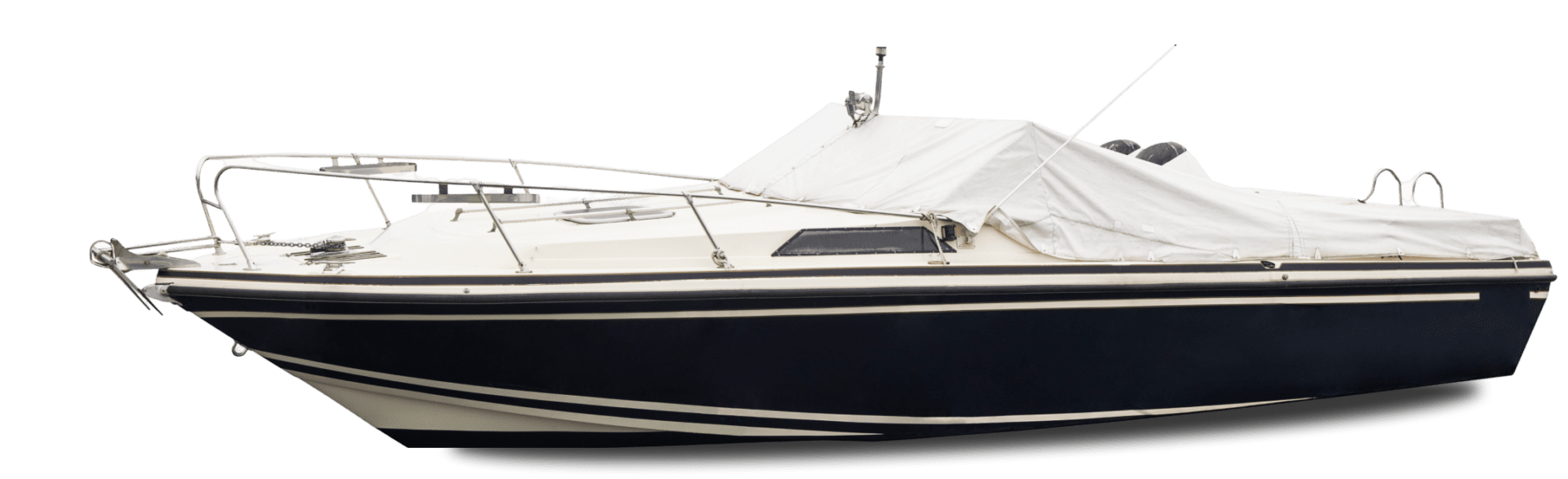 Group 1321314805 Covered motorboat docked at harbor.