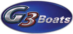A blue oval with the words g 3 boat written in it.