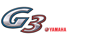 A green background with the yamaha logo and a red, white and blue 3.