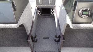 A view of the back end of a boat.
