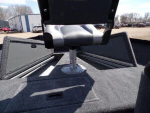 A view of the seat on a boat.