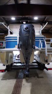 Pontoon boat with large outboard motor
