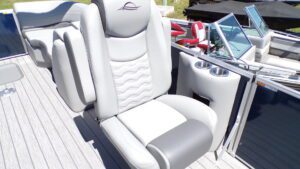 White captain's boat seat with cup holders