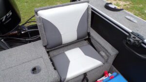 Gray and white cushioned boat seat