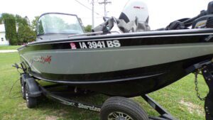 Aluminum fishing boat on trailer