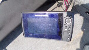 Humminbird Helix fishfinder display with cables