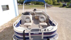 Interior seating of a pontoon boat